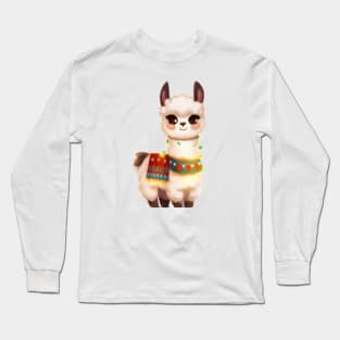 Cute Llama Drawing Long Sleeve T-Shirt